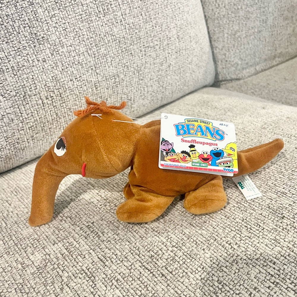 Vintage 1997 Tyco Sesame Street Snuffleupagus Beans Plush 9" Stuffed Toy NWT